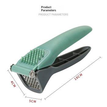 Garlic Press, Garlic Mincer Tool with Sturdy Design Extracts More Garlic Paste, Stainless Steel Mincer Crusher Chopper & Peeler Set Rust Proof Anti-Corrosion Green & Grey