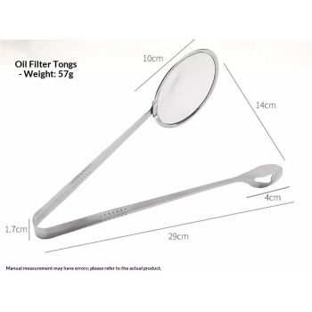 Stainless Steel Drain Oil Fried Food Strainer with Clip Fry Tool Oil Skimmer Food Clip Tong Filter Strainer Mesh