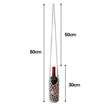 2-Pieces Crochet Water bottle Bag Cotton Crochet Crossbody Water Bottle Bag, Boho Bottle Carrier Water Bottle Holder with Strap Handmade Water Bottle Holder（beige）