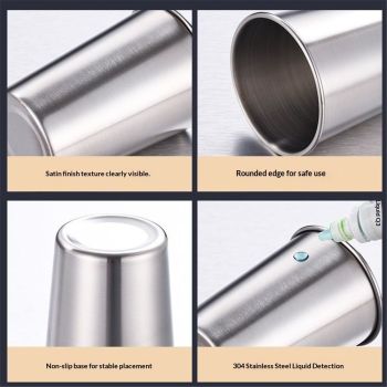500ML Stainless Steel Pint Cup, Set of 4, Healthy Unbreakable and Stack-able, Drinking Glasses, Beer Mug for Bar, Home, Outdoor (silver)