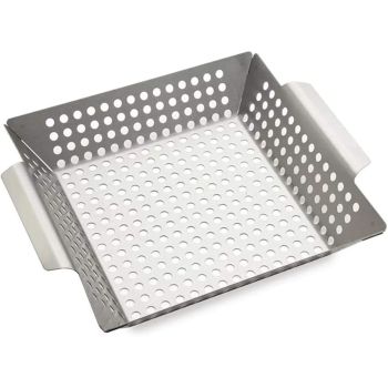Stainless Steel Grill Basket Large - Grilling Basket for Traeger, Green Egg, Grills - Basket for Veggies, Kabobs, Fish, Chestnuts - （Round hole）