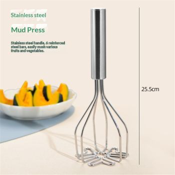 Ground Beef Smasher Potato Masher Household Gadgets Silver Stainless Steel Set Mashed Potatoes Meat Masher