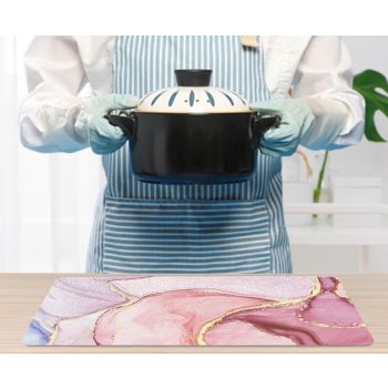 linen Placemats Set of 4, Marble Watercolor Vintage Pink Girl Cute  Placemat for Ding Table Heat-Resistant Non-Slip Table Place Mats for Party Coffee Bar,