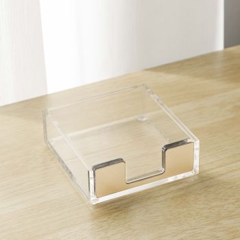 Transparent Acrylic Rose Gold Large Memo Box Marble Office Desktop Storage and Organizing Supplies，Gold