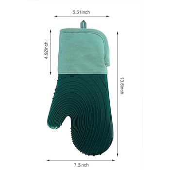 a pair of Silicone insulated gloves for microwave oven, heat-resistant kitchen, thick microwave oven baking gloves, (Green)
