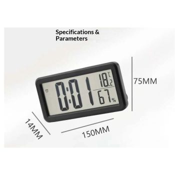 Digital Alarm Clock, Portable Black LCD with Temperature & Humidity Display, Wall Mountable, Ideal for Dorm or Desktop Use