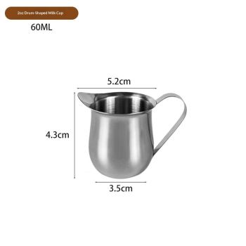 60ml 2ozMilk Frothing Pitcher Stainless Steel Small Bell-Shaped Creamer Coffee Jug for Barista Cappuccino Espresso Cups Latte Art Pitcher