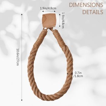 2 Pcs Natural Fiber Rope and Wood Roll Holder NonDrill Design Tissue Storage and Towel Shelf for Rental Homes （square）