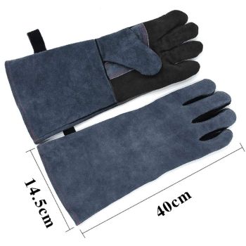 Heat Resistant Welding Gloves 16 inches Cowhide Leather - Long Sleeve and Insulated Lining BBQ Glove for Welder/Mig/Grill/Barbecue/Stove （Heito）