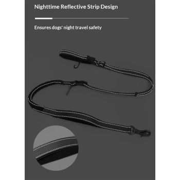Hands Free Dog Leash for Walking Running with Safety Car Seat Belt Shock Absorbing Bungee Leash with Padded Handle (Black)