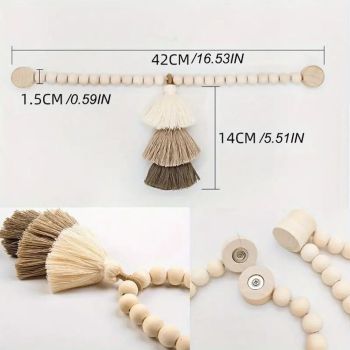 Magnetic Wooden Bead Curtain Tiebacks 2 PCS | Simple Elegant Magnetic Tassel Curtain Tie Backs | Accessories Wall Decoration | Drapery Tiebacks for Bedroom Window Treatment Camel color (tassel)