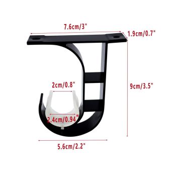 Curtain Rod Brackets 6pcs Black Curtain Rod Holder for Drapery Rod with Diameter Window Drapery Rod Bracket Installed to The Ceiling Only