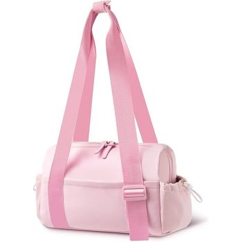 Mini Gym Bag for Women with Adjustable Wide Strap - Lightweight Waterproof Duffle & Crossbody Travel Bag with Wet/Dry Compartments, Multi-Pocket Design for Gym Clothes & Essentials（Pink）