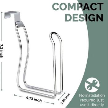2 pieces - Diamond free hanging bathroom tissue roll dispenser suitable for small bathrooms, RVs, and campers - space saving storage hook (silver)
