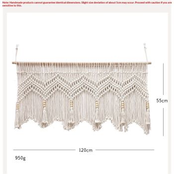 Kitchen Curtains 120*55cm Farmhouse Boho Curtains with Tassels for Bedroom, Livingroom, Bathroom Windows（Without wooden sticks）