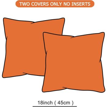 Throw Pillow Covers 18*18Set of 2 Fall Pillow Covers, Decorative Throw Pillows for Couch, Bed, and Home Decor（tangerine orange）