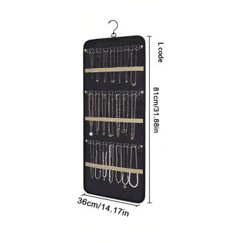 Hanging Jewelry Organizer- Dual-Sided Hanging Jewelry Organizers and Storage for Necklaces, Earrings Holder on Closet, Wall, Door, Christmas Gifts for Women,Black  L