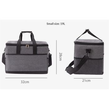 Collapsible  Cooler Bags Insulated, Front Zipper Pocket & Shoulder Strap, Portable Leakproof Soft Sided Coolers for Camping/Beach/Picnic/Travel - Grey small size