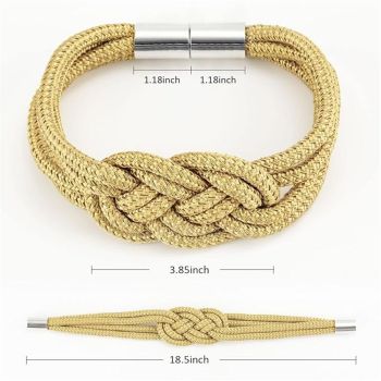 4-piece set of powerful magnetic curtain straps upgraded The curtain straps are woven with knots to decorate the curtain buckle, suitable for home and office curtains (gold)
