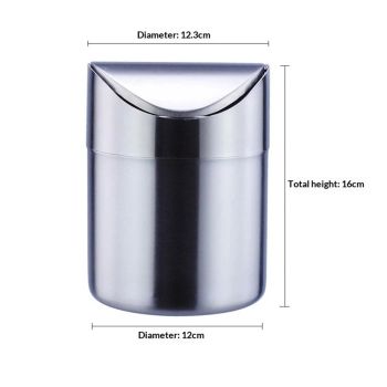 Stainless Steel Small Trash Cans, Trumpet Desktops Mini Creative Covered Desk Kitchen Living Room Trash Cans(Sliver)