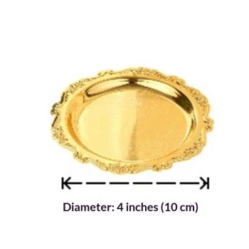 2PCS Coffee Table Tray 10cm Round Decorative Tray Vintage Metal Dessert Plates for Snacks Fruit  (Golden)