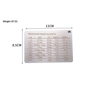 2pcs Measurement Conversion Chart Refrigerator Magnet,Stainless Steel Measure Equivalents Conversions for Cups, Tablespoons, Teaspoons, Fluid Oz and Milliliters