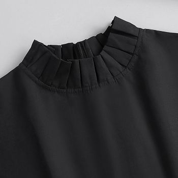 2pcs ake Collar Shirt  Simple Ruffles Fake Collar Detachable  Collar Clothes Accessory  - White Collar Blouse (White+BLack)