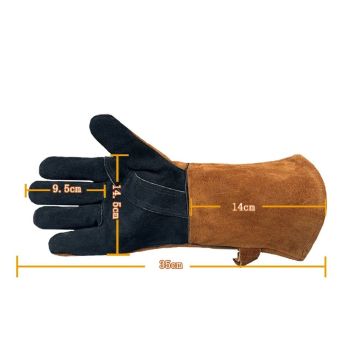 cowhide Fireplace Gloves Heat Resistant for  welding,Stick,Forge,BBQ,Grill, Wood Stove,Fireproof Stitching