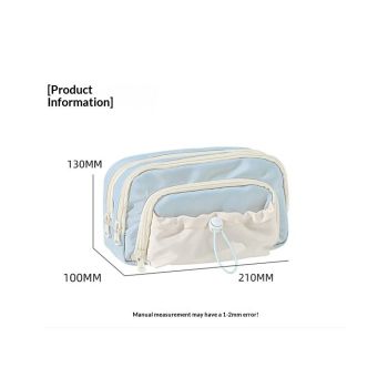 Pencil Case, Cute Pencil Pouch,Series Large Capacity Drawstring Pencil Cases , simple pencil case for junior high school and high school students(blue)