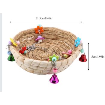 woven straw nest bed parrot long tailed parrot parrot buji canary love birdcage perch with bell big bird swing toy