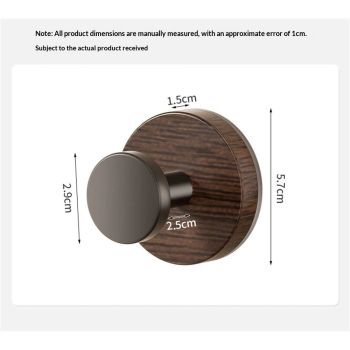 Sticky wooden wall hook, 3-piece set of dark walnut colored towel hooks for farmhouse decoration, used for hanging hats, towels, robes, clothes, key bags