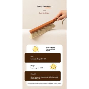 Horsehair Hand Brush Soft Bristles for Woodworking Car Detailing Furniture Beech Wood Handle  Long (1pcs)