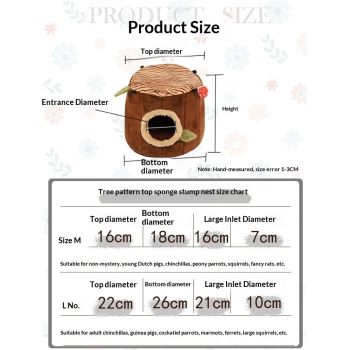 Guinea Pig Hideout Hamster Cage Accessories,Stump Style Soft Washable Hedgehog,Ferret,Rat Hammock for Cage,Chinchilla,Ferret, Bunny Bed,Small Animal Houses & Habitats(M)