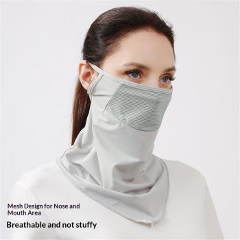 Hanging ear cycling face mask sports scarf for women, breathable thin outdoor sunshade for men, golf sun protection face mask（light gray）