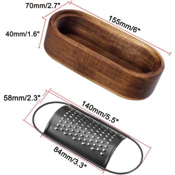 Acacia wood cheese grater, black multifunctional stainless steel fruit and vegetable cheese grater box, grater, kitchen tool(Without Handle)