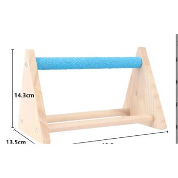 Parrot Bird Wooden Bass Rack Game Toy Gym Bird Grinding Bass Small Phoenix Head Parrot Cone Long Tail Parrot Table Platform（Blue）