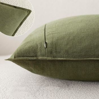Pack of 2, Decorative Linen  Throw Pillow Covers Soft Accent Cushion Case Boho Farmhouse Pillowcase for Chair Couch Sofa Bedroom Living Room Home Decor 18*18 Inch Olive Green