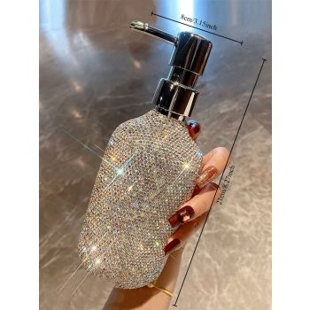 Bling Glass Soap Dispenser with Rust Proof Stainless Steel Pump,Refillable Liquid Hand Wash Bottle for Bathroom Kitchen,Sparkle Decorative Shower Dispenser-500ml