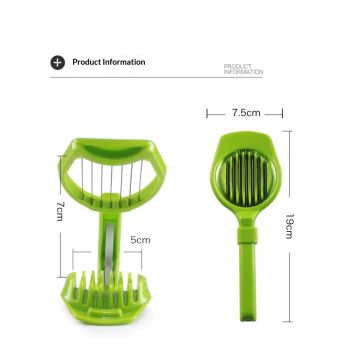 2pcs Egg Cutter, Hard Boiled Eggs Slicers Handheld Fruit Divider Vegetable Slicing Tool for Mushroom Strawberry Cherry Tomato Kiwi Kitchen Gadgets（Green）