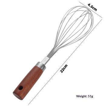 Egg Whisk: Stainless Steel Kitchen Cooking Wire Balloon Wisk,Manual Baking Tool  for Hand Mixing, Blending Sauce (silvery 22*4.5cm)