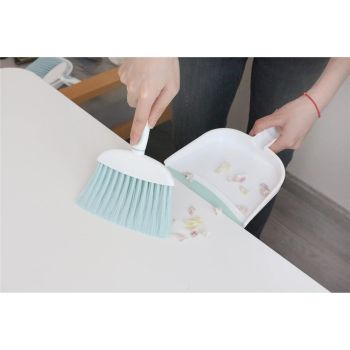2pcs Mini Broom and Dustpan Set-Mini Set for Desk, Housekeeping, Office, Kitchen, Pet Nest, etc.,Daily Cleaning Necessity Plastic Mini Dustpan Set (Glacier Blue)