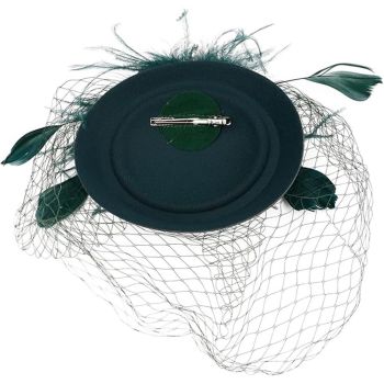 Womens Fascinators Hats Vintage  Hat  Hat Cocktail Tea Party Headwear with Veil for Girls and Women（Green）
