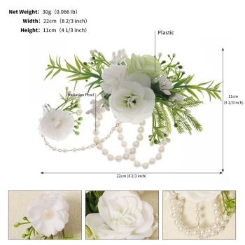 Flower Bust Bracelet - Ball Wedding Handmade Pearl White Women's Party Ball Handmade Flower（white）