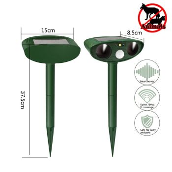Outdoor Solar Powered - Motion Activated Animal Repeller Ultrasonic, Humane Pest Control for Gardens, Yards to Repel Deer,Raccoons,Squirrels,Skunks,Birds​,Rabbits