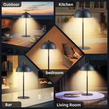 Black Dimmable Cordless USB-C Rechargeable Table Lamp, Cordless Desk Lamp for Living Room, Bedroom, Coffee Table, and Other Cozy Home Decor