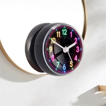 2 pack Waterproof Bathroom Shower Clock with Large Suction Cup - Silent, Water Proof, Battery Operated Wall Clock for Toilet, Kitchen, Bedroom (Black,Battery not included)