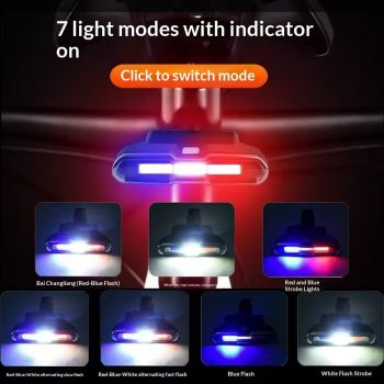 USB Rechargeable Tail Light, LED Night Cycling Bike Warning Rear Tail Light with Modes for Cycling Safety