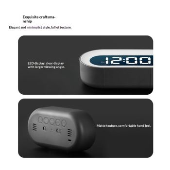 Small Digital Alarm Clock Large LED Display Digital Clock for Bedroom,Mirror Surface LED Electronic Desk Clock,Dimmable for Heavy Sleepers Office,USB Ports