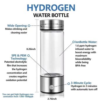 Hydrogen Water Bottle Recommended ,Rechargeable Hydrogen Water Generator , Hydrogen Water Ionizer Machine for Home Office Travel