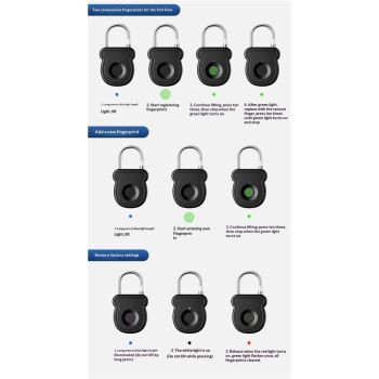 Fingerprint Padlock Lock , Biometric Keyless Thumbprint Combination Lock, USB Rechargeable, for Gym Locker, School Locker, Luggage, Backpack, Suitcase（black）